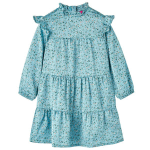 Vidaxl kinderjurk met lange mouwen 128 blauw