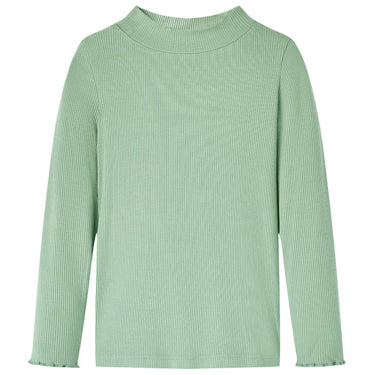 Vidaxl kindershirt met lange mouwen lage col 128 donkermintkleurig