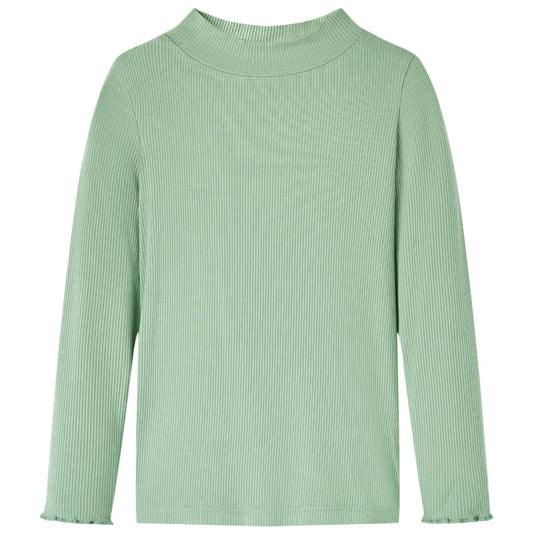 VidaXL Kindershirt met lange mouwen lage col 128 donkermintkleurig