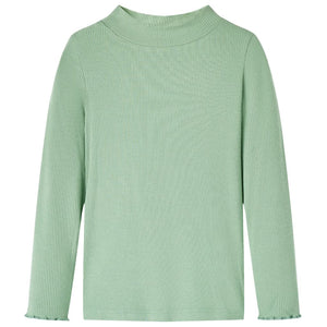 Vidaxl kindershirt met lange mouwen lage col 140 donkermintkleurig