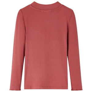 Vidaxl kindershirt met lange mouwen en lage col 140 roodbruin