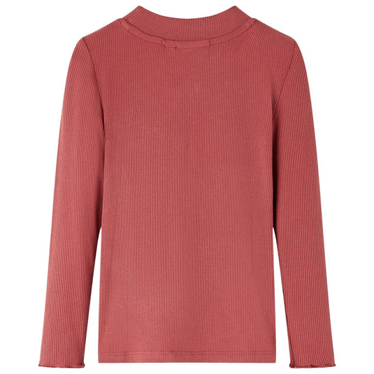 Vidaxl kindershirt met lange mouwen en lage col 140 roodbruin