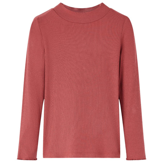 Vidaxl kindershirt met lange mouwen en lage col 140 roodbruin