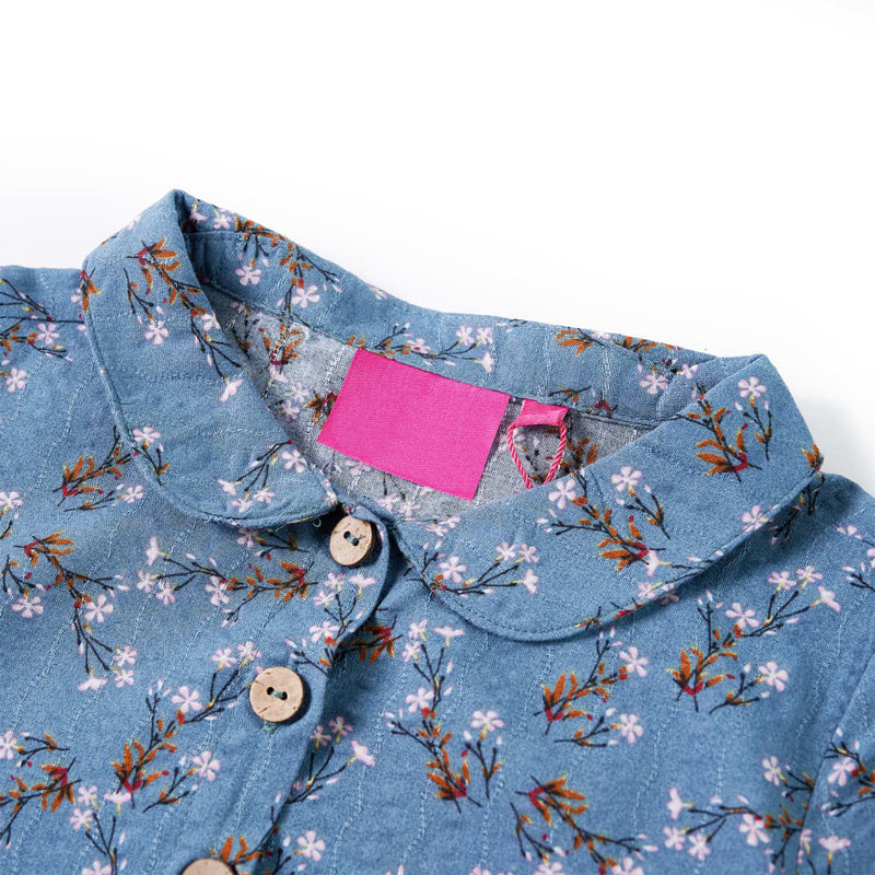 Load image into Gallery viewer, VidaXL Kinderjurk met lange mouwen 128 petrolkleurig
