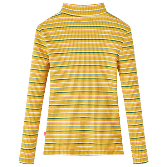 VidaXL Kindershirt met lange mouwen 92 gestreept okerkleurig