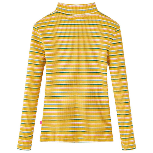 Vidaxl kindershirt met lange mouwen 116 gestreept okerkleurig