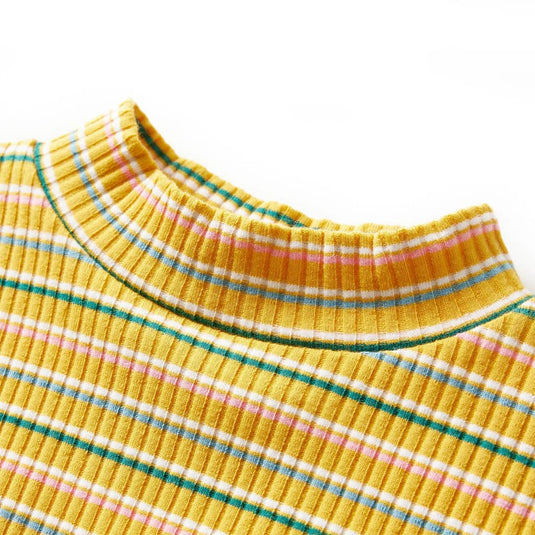 Vidaxl kindershirt met lange mouwen 116 gestreept okerkleurig