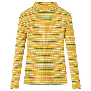 Vidaxl kindershirt met lange mouwen 128 gestreept okerkleurig