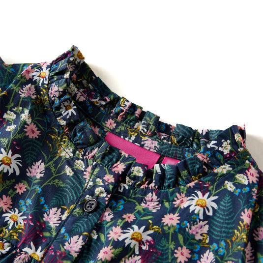 Vidaxl kinderjurk met lange mouwen 116 donkerblauw