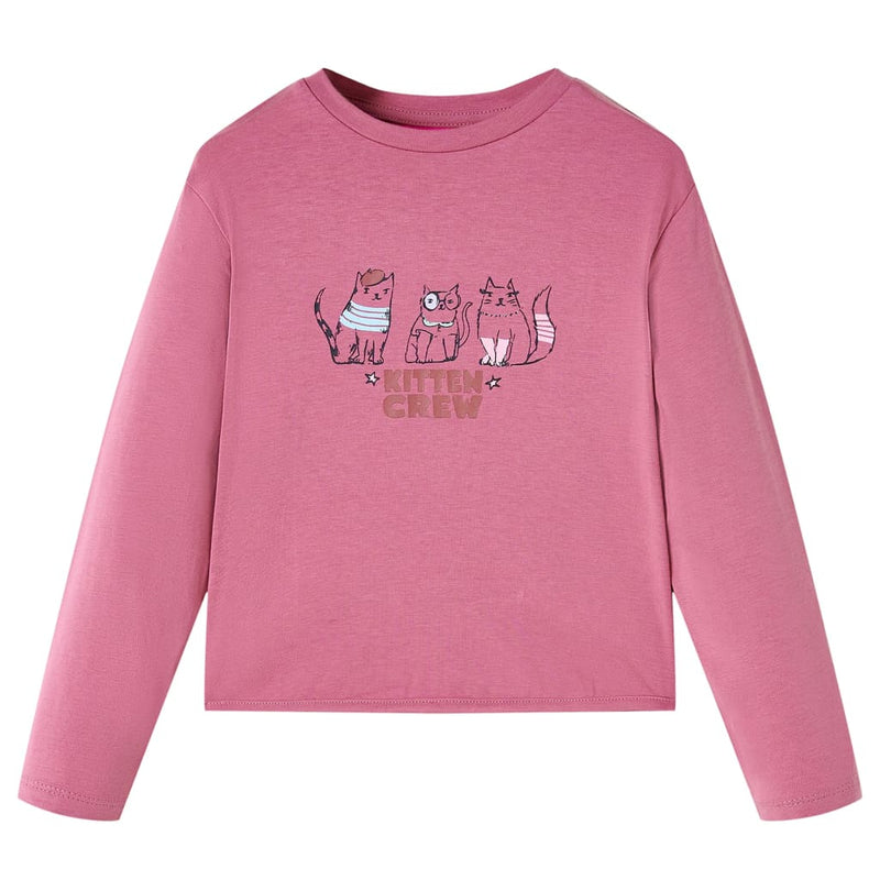 Afbeelding laden in galerijviewer, Vidaxl kindershirt met lange mouwen 128 frambooskleurig
