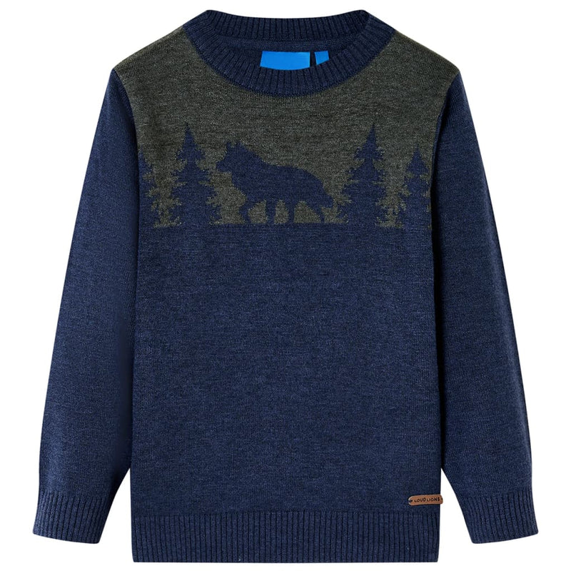Load image into Gallery viewer, VidaXL Kindertrui gebreid 128 marineblauw
