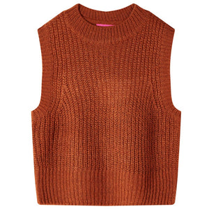 Vidaxl kinderspencer gebreid 104 cognackleurig