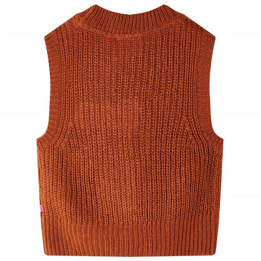 Vidaxl kinderspencer gebreid 140 cognackleurig