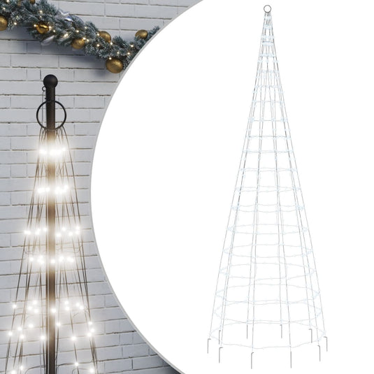 Vidaxl led-kerstboom aan vlaggenmast 550 leds koud wit 300 cm