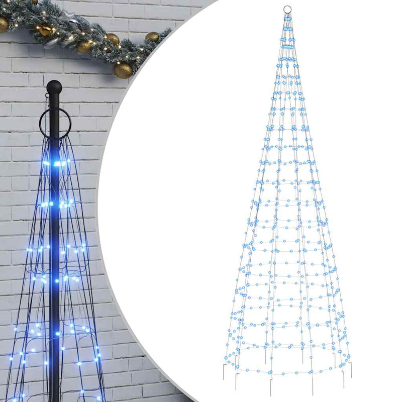 Chargez l'image dans la visionneuse de la galerie, Vidaxl led-kerstboom aan vlaggenmast 550 led's 300 cm blauw
