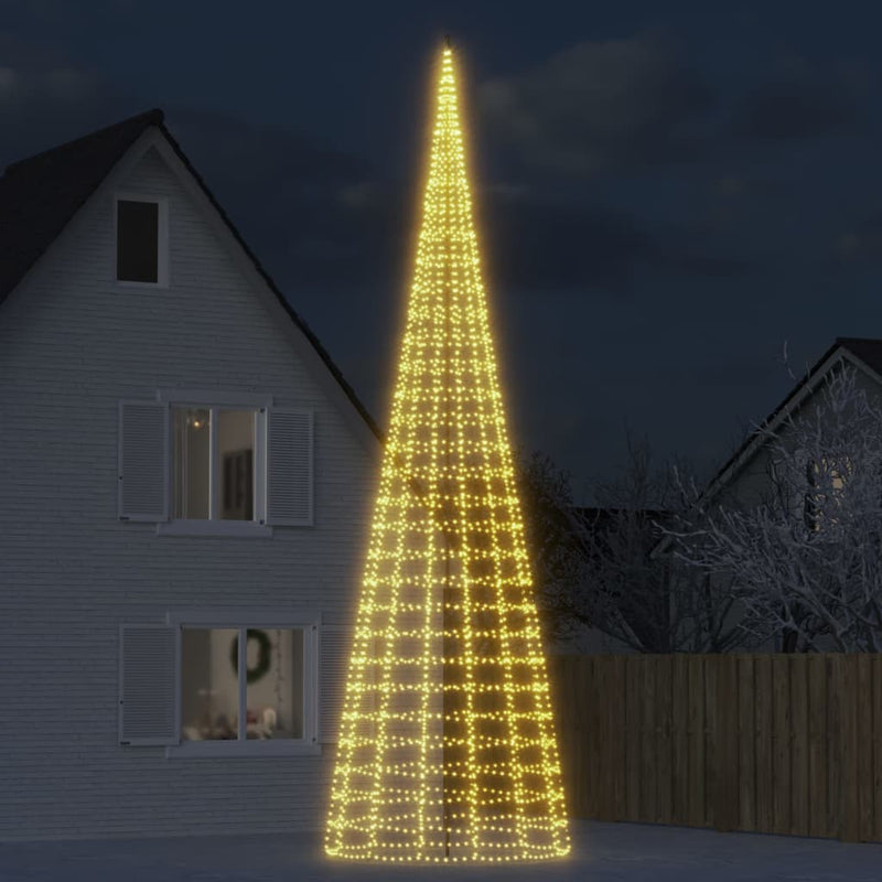Afbeelding laden in galerijviewer, Vidaxl led-kerstboom aan vlaggenmast 3000 leds warm wit 800 cm
