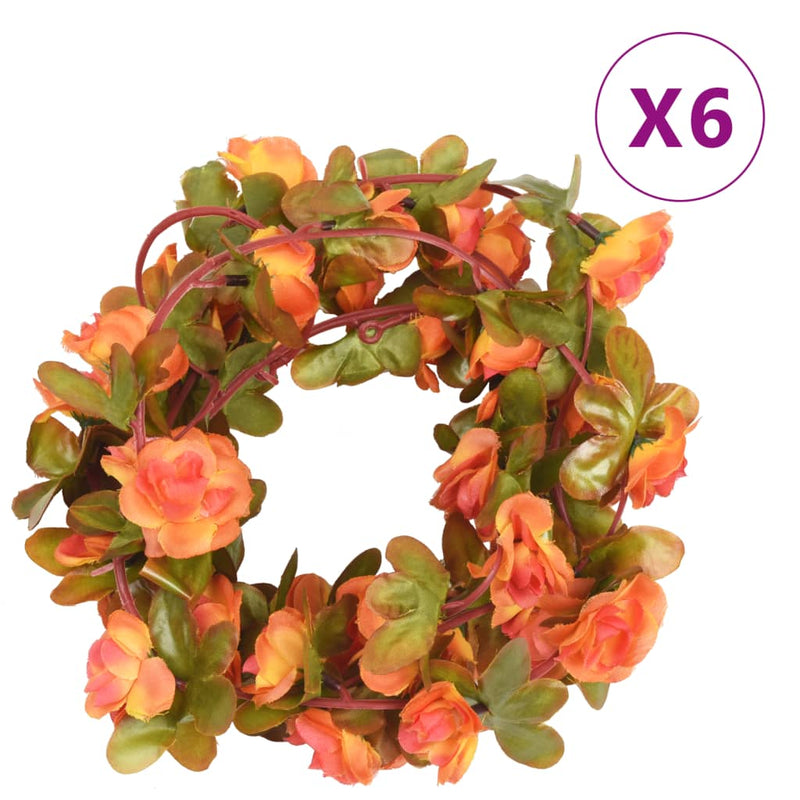 Load image into Gallery viewer, Vidaxl kerstslingers met bloemen 6 st 250 cm oranje
