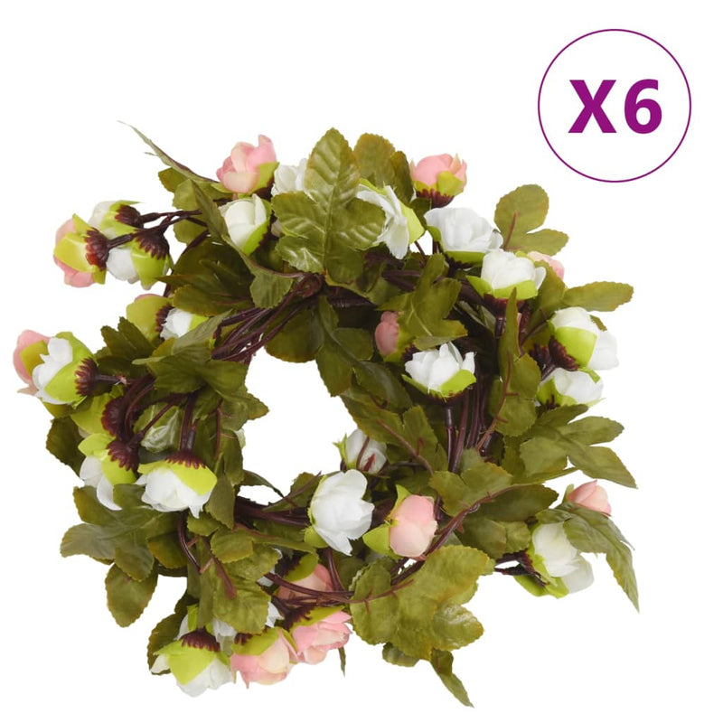 Load image into Gallery viewer, Vidaxl kerstslingers met bloemen 6 st 215 cm champagnekleurig
