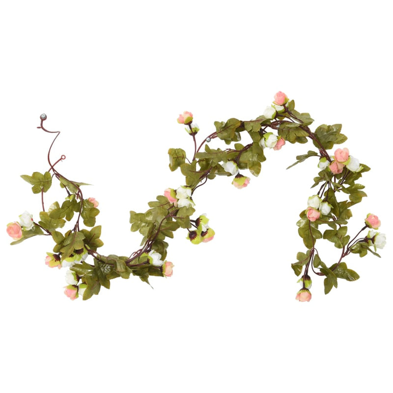 Load image into Gallery viewer, Vidaxl kerstslingers met bloemen 6 st 215 cm champagnekleurig
