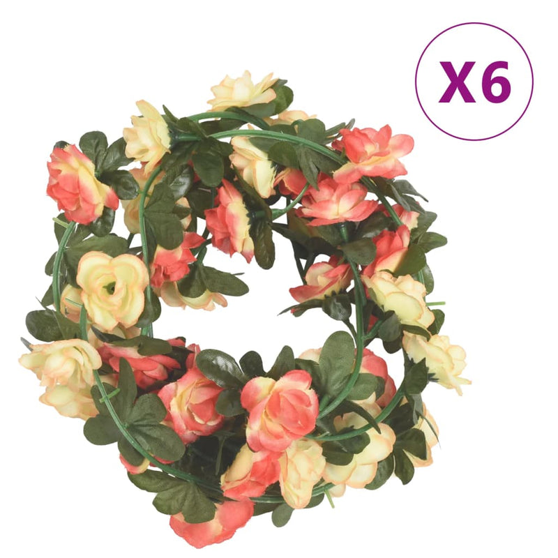 Load image into Gallery viewer, Vidaxl kerstslingers met bloemen 6 st 240 cm rozé en champagnekleurig
