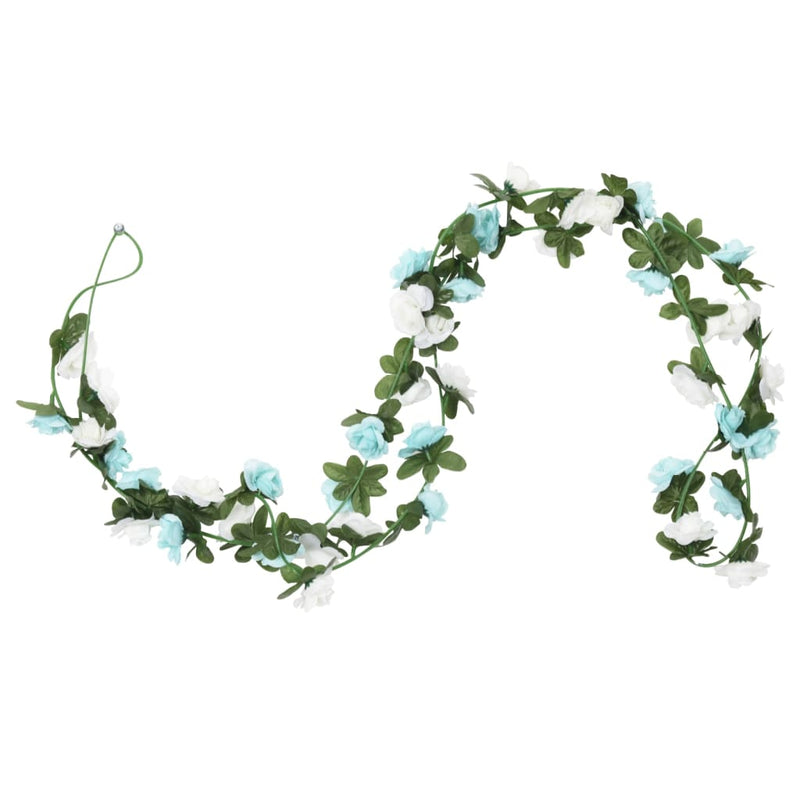 Load image into Gallery viewer, Vidaxl kerstslingers met bloemen 6 st 240 cm blauw en wit
