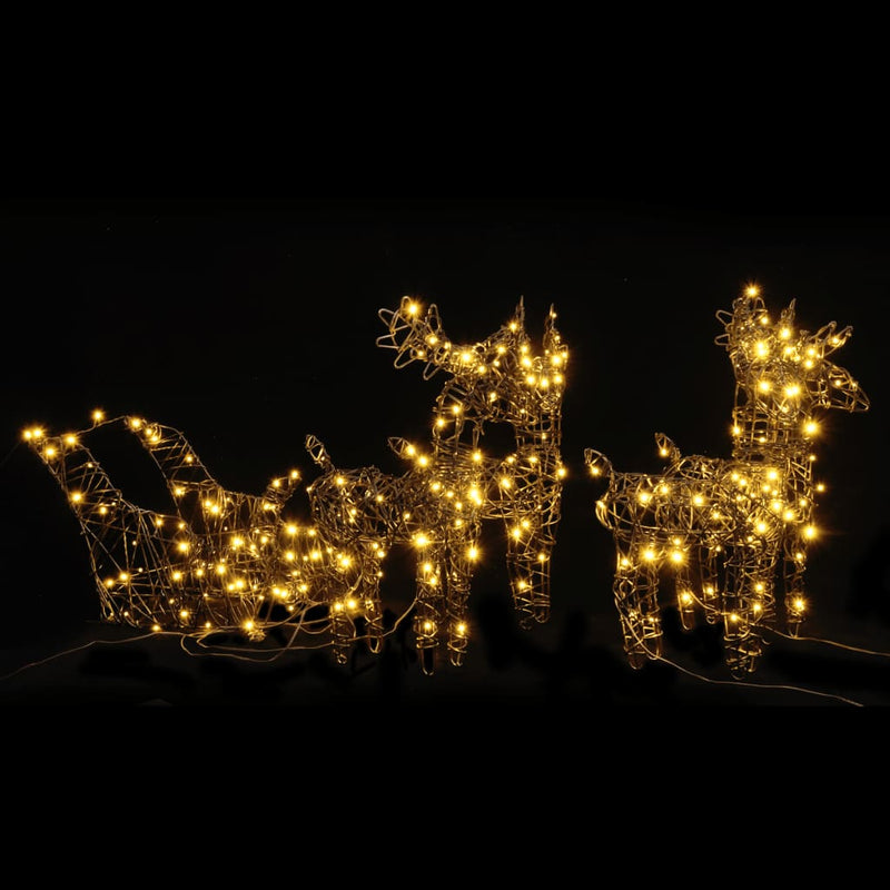 Load image into Gallery viewer, VidaXL Kerstversiering rendieren en sleeën 240 LED's rattan warmwit
