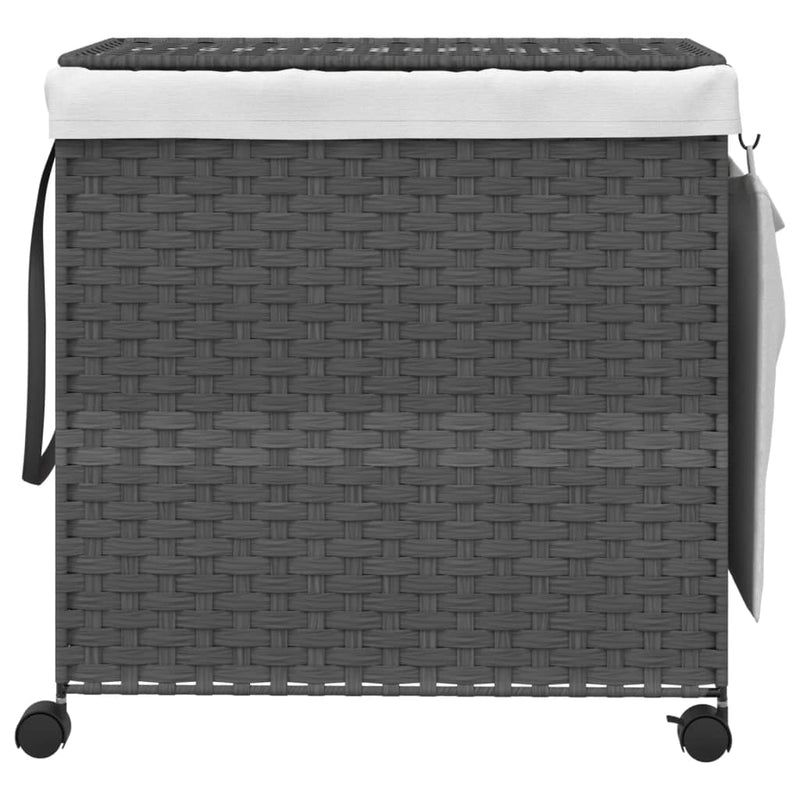 Load image into Gallery viewer, Vidaxl wasmand op wielen 60x35x60,5 cm rattan grijs
