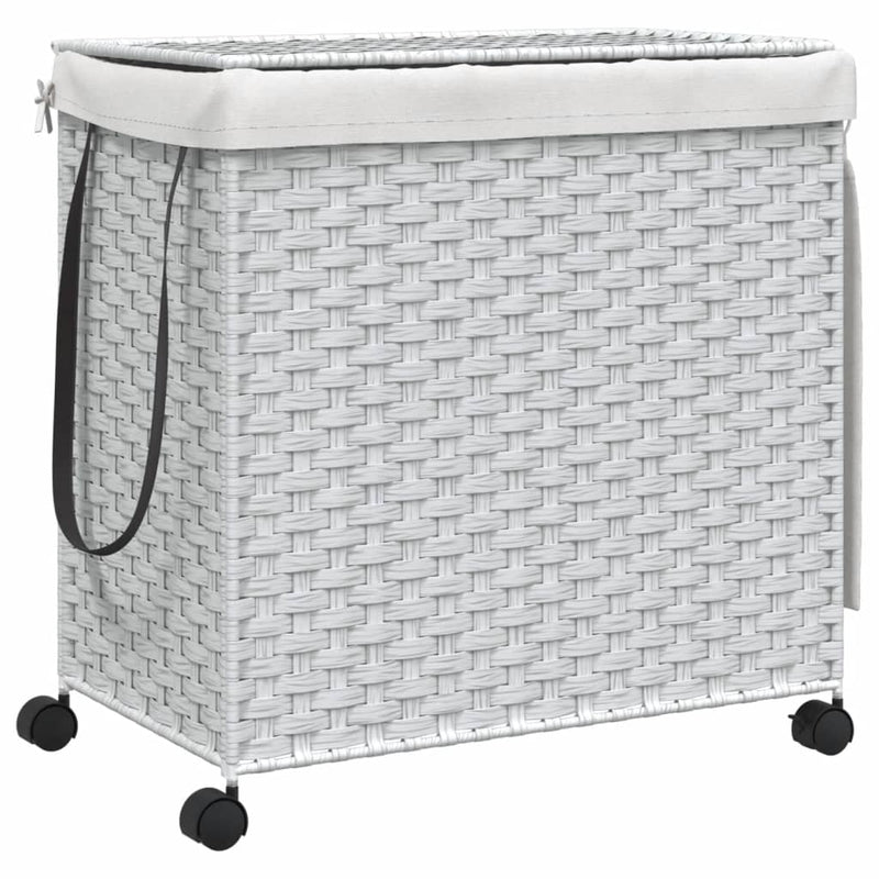 Load image into Gallery viewer, Vidaxl wasmand op wielen 60x35x60,5 cm rattan wit
