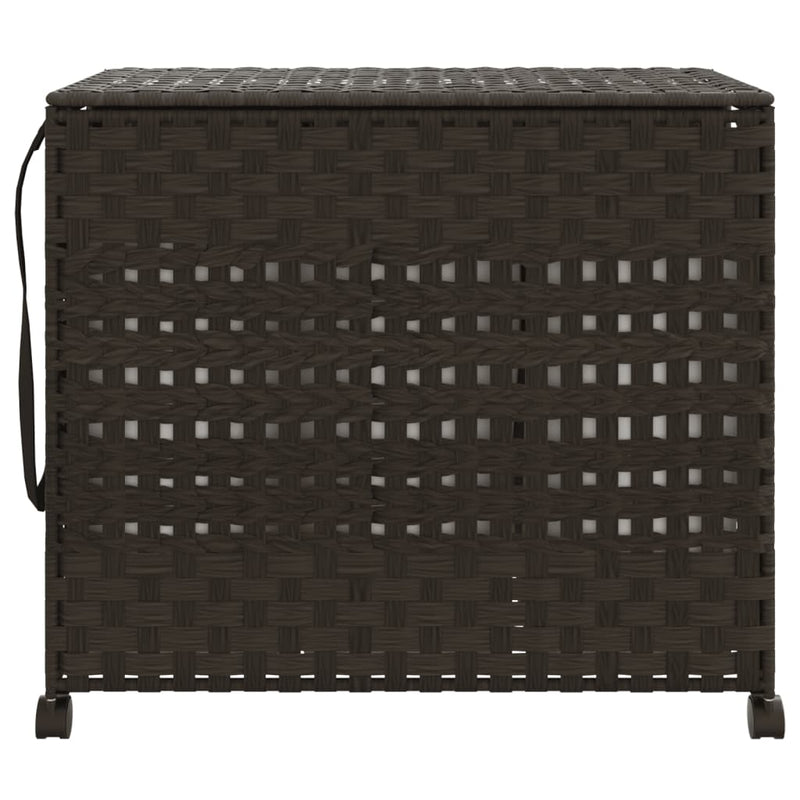Load image into Gallery viewer, Vidaxl wasmand op wielen 66x35x60 cm rattan donkerbruin

