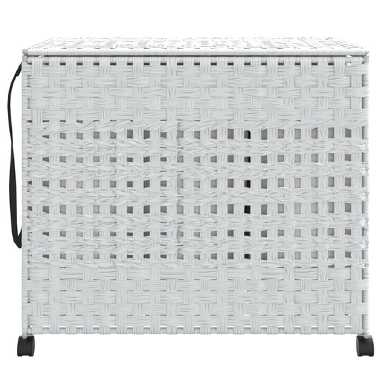 Vidaxl wasmand op wielen 66x35x60 cm rattan wit