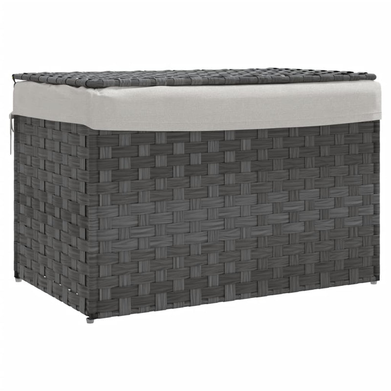Load image into Gallery viewer, Vidaxl wasmand met deksel 55,5x35x34 cm poly rattan grijs
