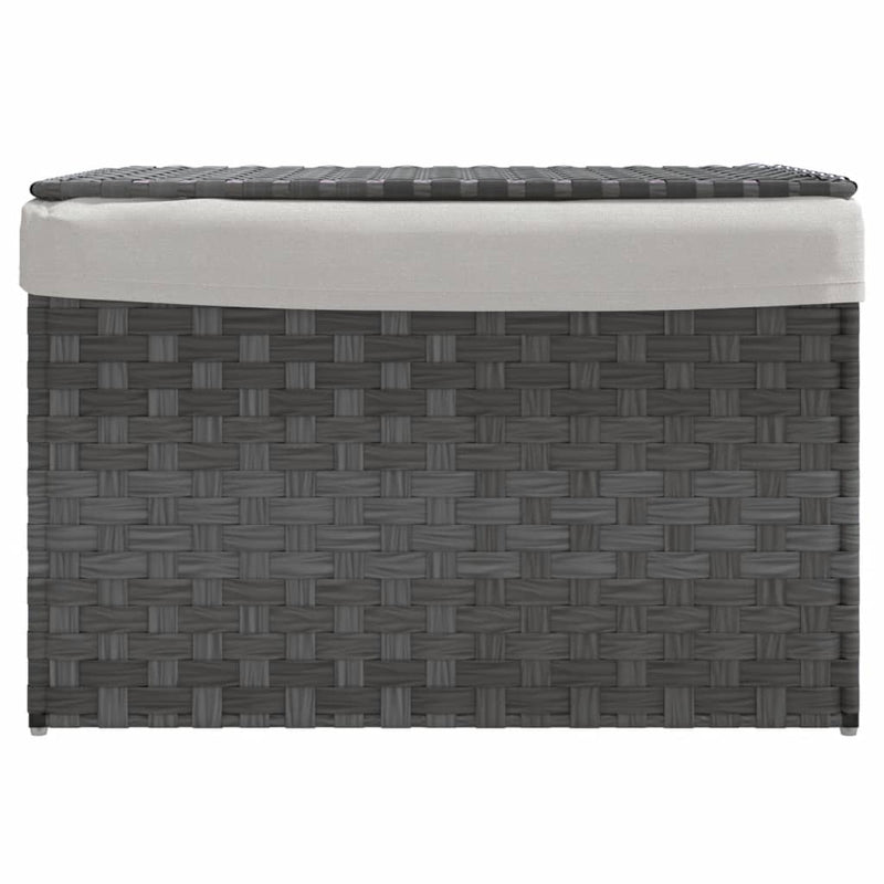 Load image into Gallery viewer, Vidaxl wasmand met deksel 55,5x35x34 cm poly rattan grijs
