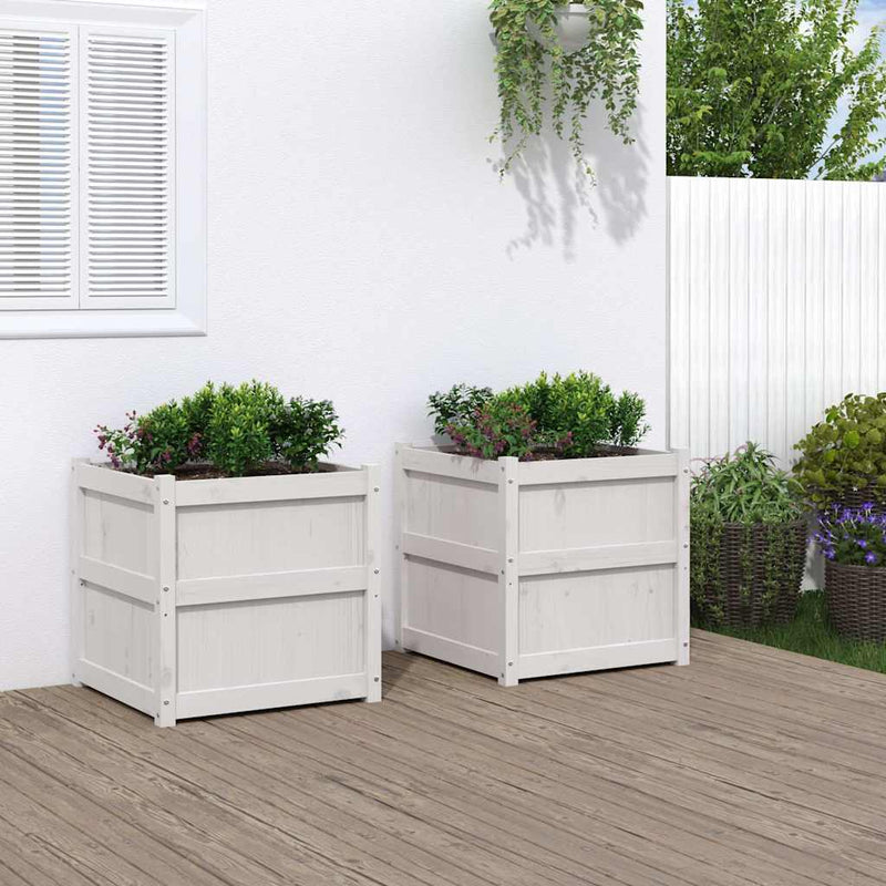 Load image into Gallery viewer, Vidaxl plantenbakken 2 st cm massief grenenhout wit
