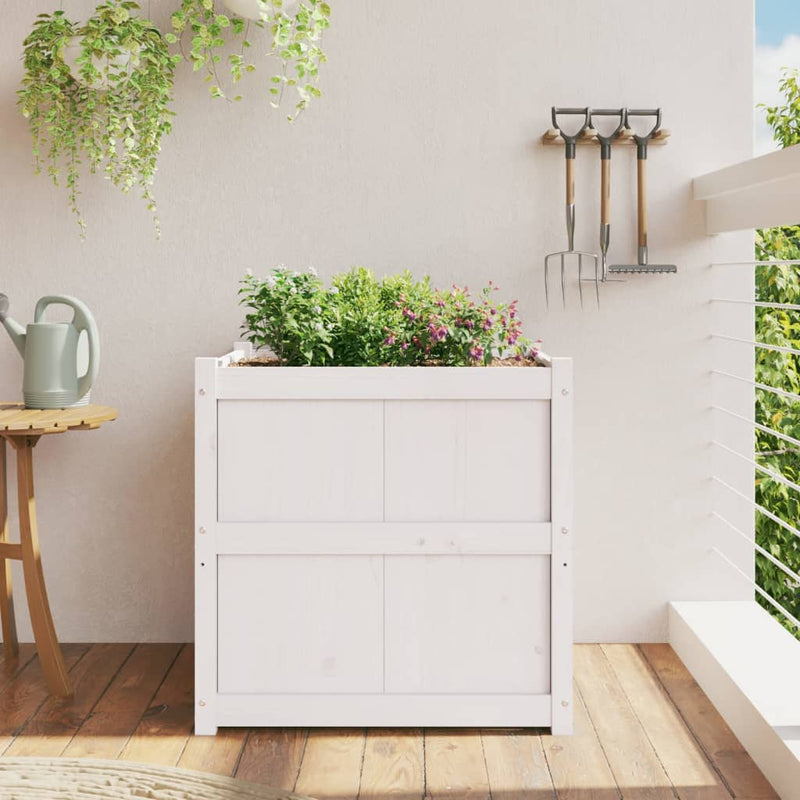 Load image into Gallery viewer, Vidaxl plantenbak 70x70x70 cm massief grenenhout wit
