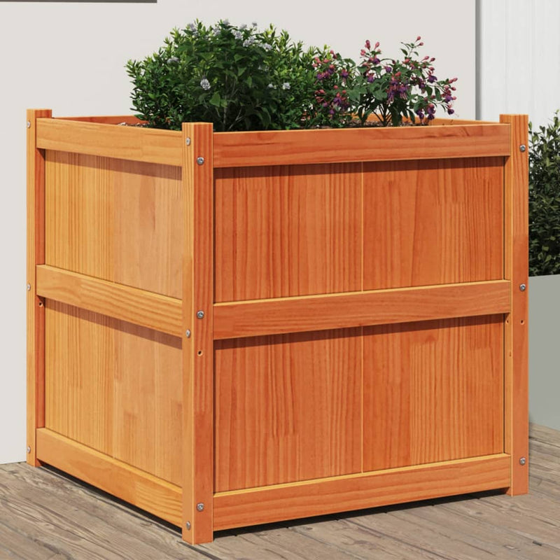 Load image into Gallery viewer, Vidaxl plantenbak 70x70x70 cm massief grenenhout wasbruin
