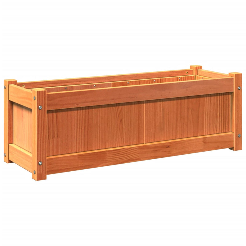 Afbeelding laden in galerijviewer, Vidaxl plantenbak 90x31x31 cm massief grenenhout wasbruin

