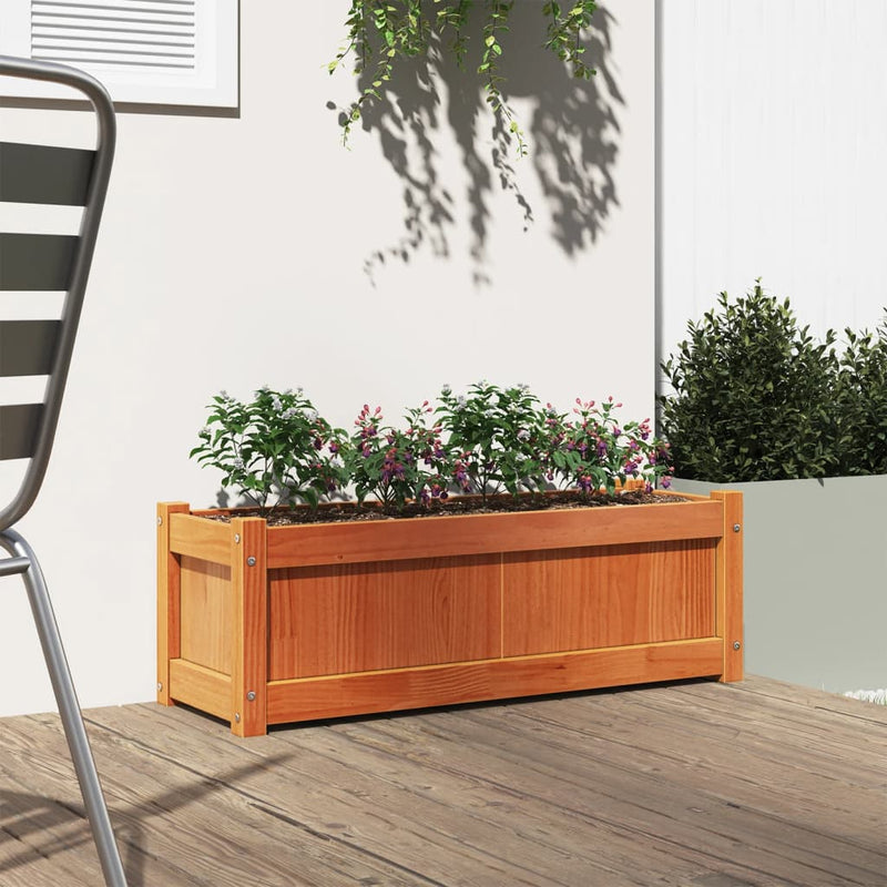 Afbeelding laden in galerijviewer, Vidaxl plantenbak 90x31x31 cm massief grenenhout wasbruin
