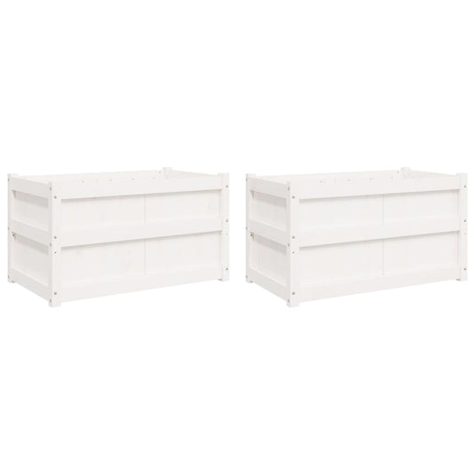 Vidaxl plantenbakken 2 st cm massief grenenhout wit