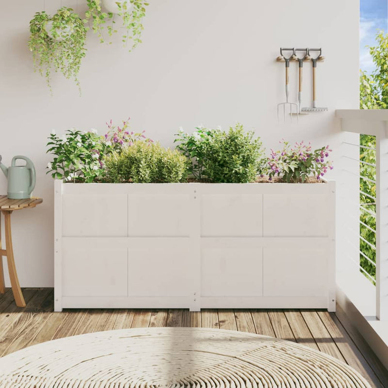 Load image into Gallery viewer, Vidaxl plantenbak 150x50x70 cm massief grenenhout wit
