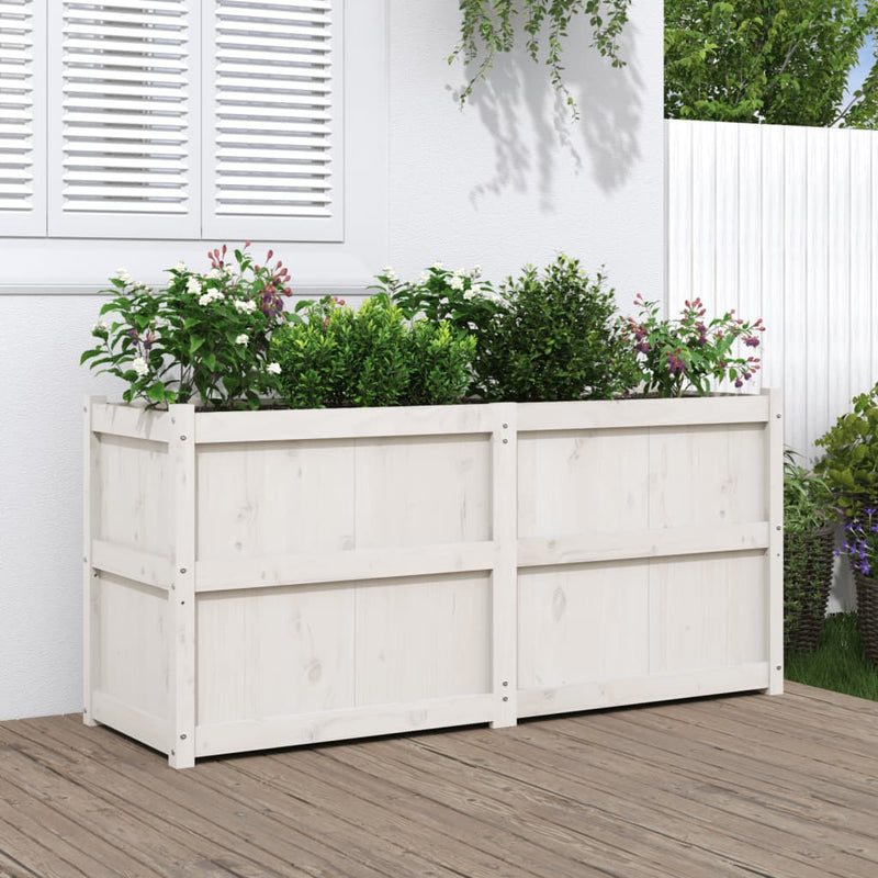 Load image into Gallery viewer, Vidaxl plantenbak 150x50x70 cm massief grenenhout wit
