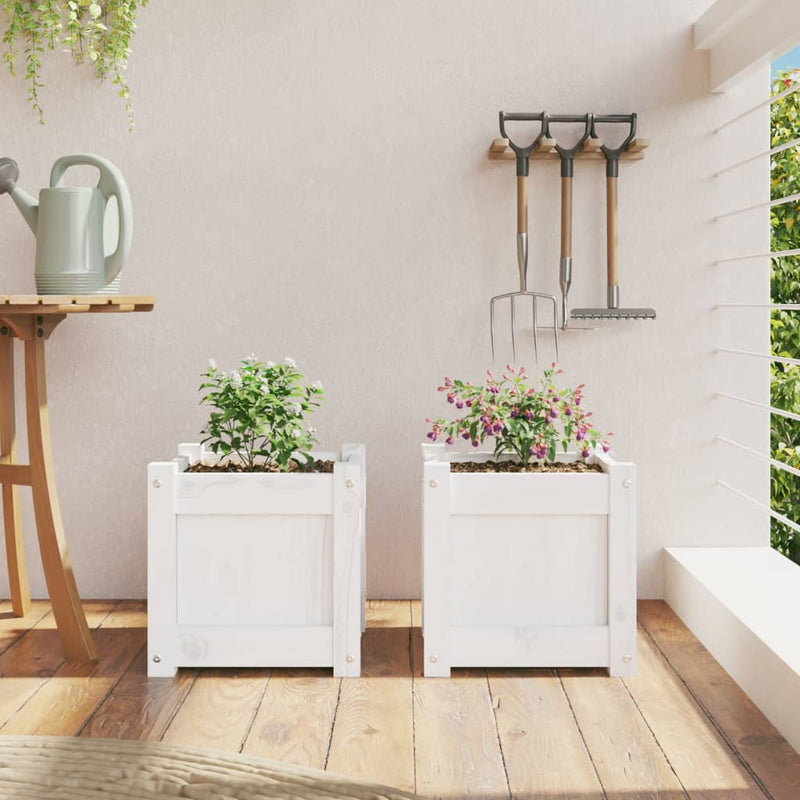Load image into Gallery viewer, Vidaxl plantenbakken 2 st cm massief grenenhout wit
