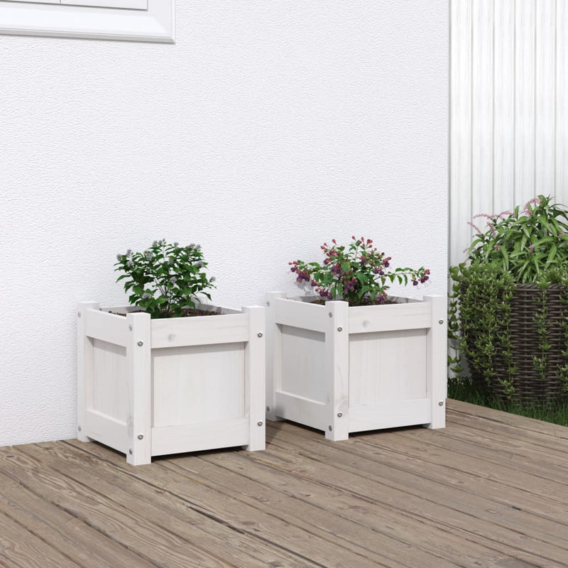 Load image into Gallery viewer, Vidaxl plantenbakken 2 st cm massief grenenhout wit
