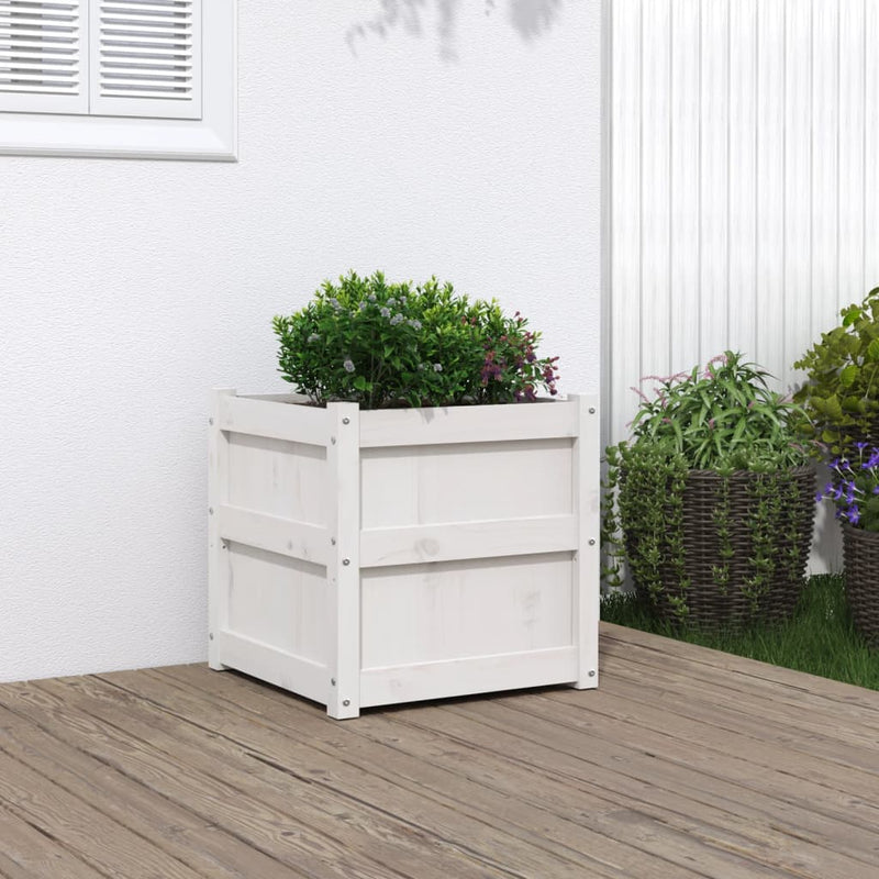 Afbeelding laden in galerijviewer, Vidaxl plantenbak 50x50x50 cm massief grenenhout wit
