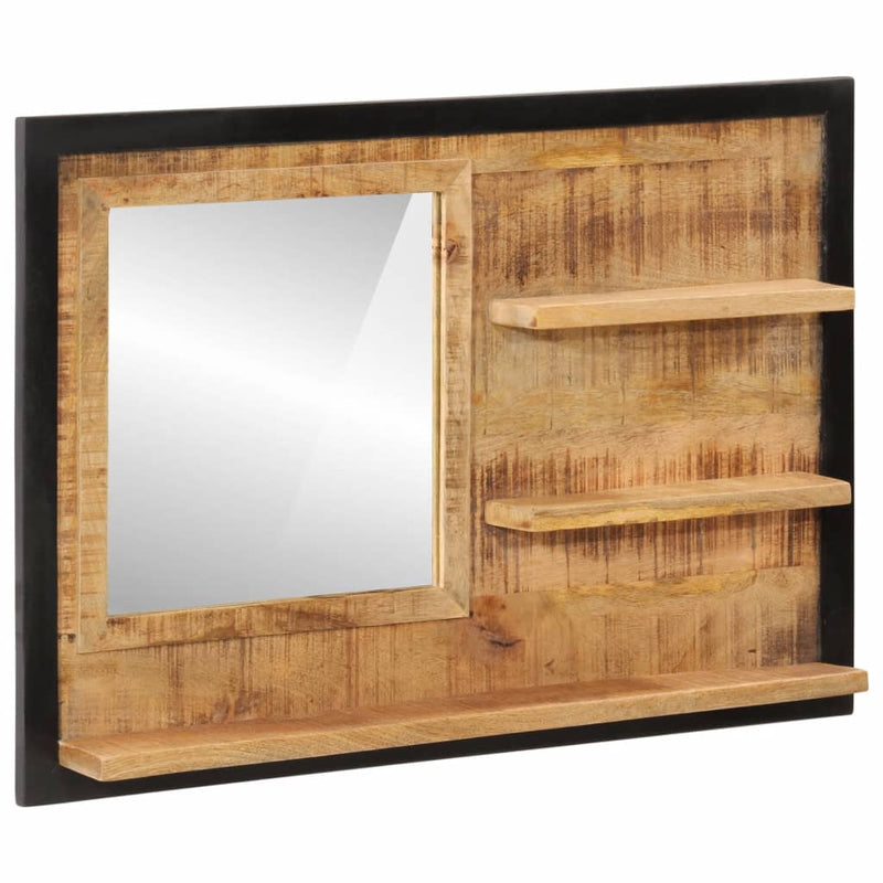 Afbeelding laden in galerijviewer, Vidaxl spiegel met schappen 80x8x55 cm glas en massief mangohout
