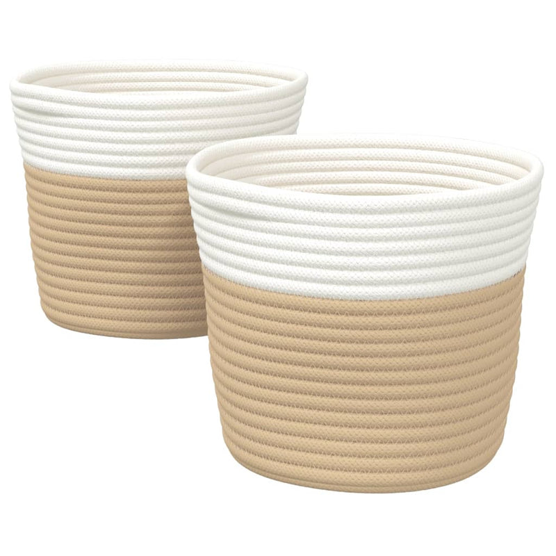 Load image into Gallery viewer, Vidaxl opbergmanden 2 st ø 24x18 cm katoen beige en wit
