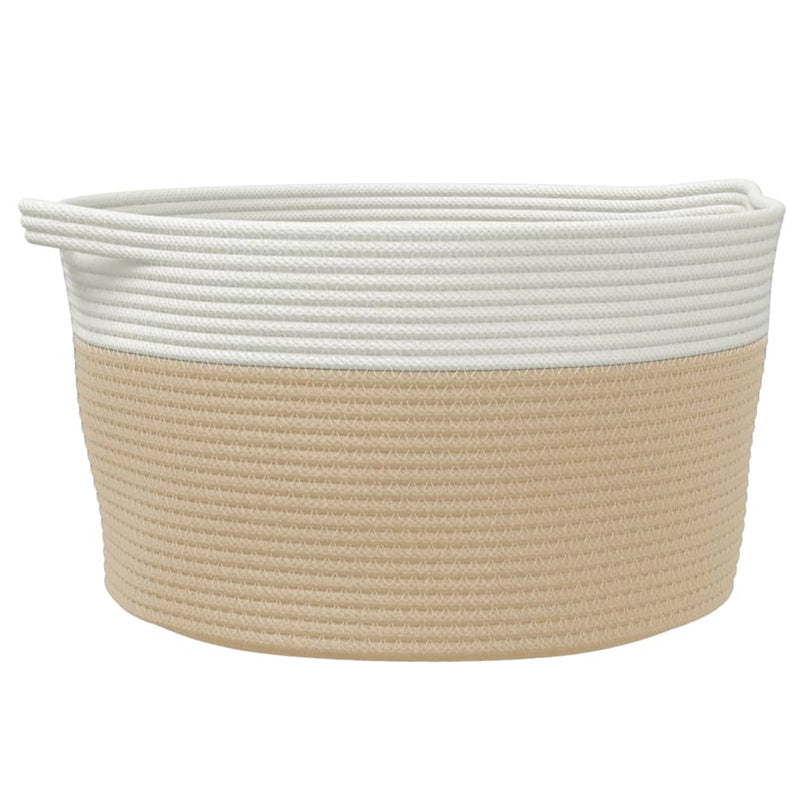 Load image into Gallery viewer, Vidaxl opbergmand ø 40x25 cm katoen beige en wit
