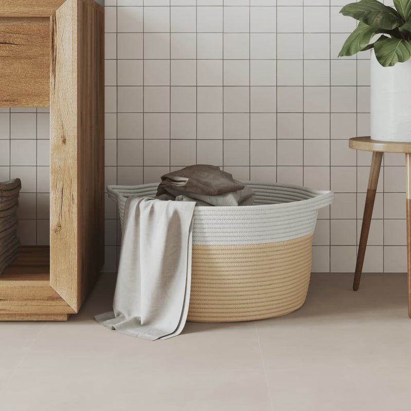Load image into Gallery viewer, Vidaxl opbergmand ø 40x25 cm katoen beige en wit

