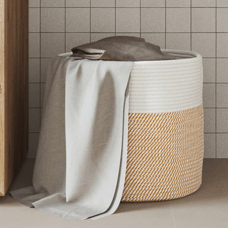 Load image into Gallery viewer, Vidaxl opbergmand ø 40x35 cm katoen bruin en wit
