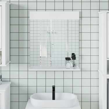 Vidaxl badkamerspiegel met schap berg 60x12x70 cm massief hout wit