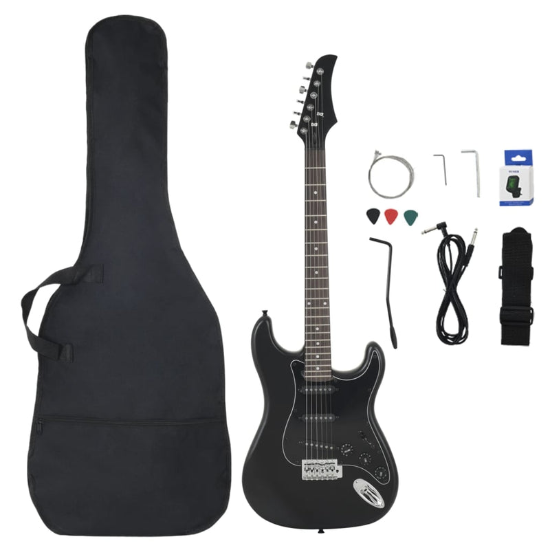 Chargez l'image dans la visionneuse de la galerie, Vidaxl gitaar voor beginners elektrisch met tas 4 4 39 zwart
